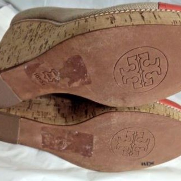 Tory Burch Beige Tan Orange Sole Cap Toe  10.5 - Picture 8 of 8